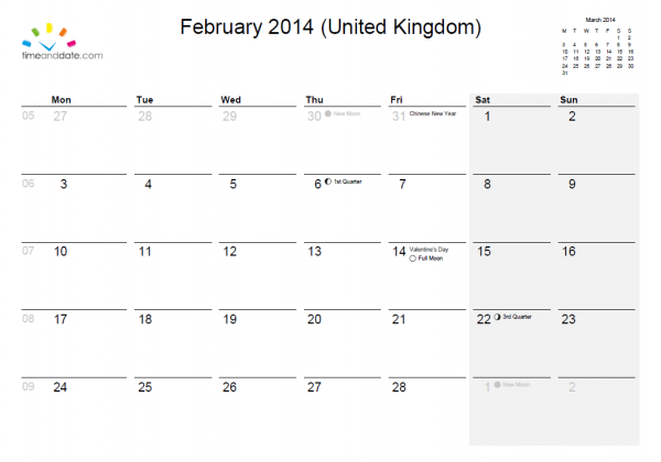Create your own calendar at timeanddate.com