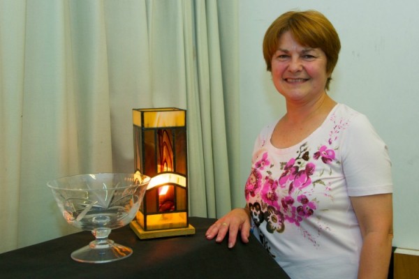 Jeanette Holdstock with prize winning lamp